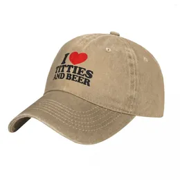 Ball Caps I Love Titties And Beer Baseball Cap Hippie Breathable Washed Trucker Hat Unisex-Teens Fitted Retro Custom Logo Snapback