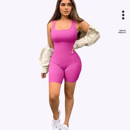 Seamless One-Piece Short Yoga Clothes Sportswear Womens Gym Push Up Workout Clothes Fitness Sports Bodysuit Yoga Suit 240507