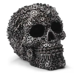 Decorative Objects Figurines Resin Screw Gear Mechanical Style Skull Decorative Crafts Ornament Home Decor Statue Halloween Decoration Sculpture Skull Statue T2