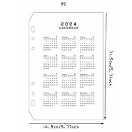 Calendar Sharkbang 2024 1pcs A5/A6 Binder CalendarPP Binder Board Transparent Frosted Calendar Baffle Loose Leaf Ring Notebook Index