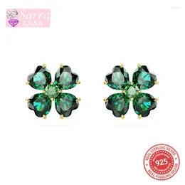 Dangle Earrings S925 Silver Austrian Crystal Lucky Clover Women's With Light Luxury And High Sense