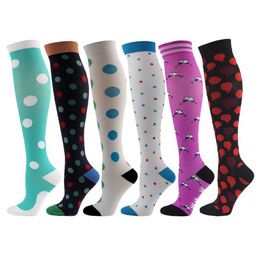 Socks Hosiery New Compression Stockings Neutral Sports Socks Nylon Material Prevent Varicose Veins Cartoon Pattern Unisex Soccer Socks Y240504