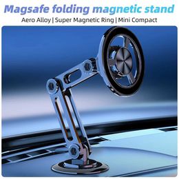 Cell Phone Mounts Holders McGiLLon Magsafe 720 Rotate Metal Magnetic Car Phone Holder Foldable Phone Stand Air Vent Magnet Mount GPS Support For All phone