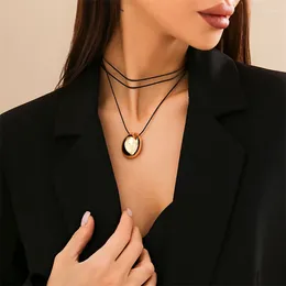 Choker 1PC Trendy Arc Shape Geometric Pendant Necklace For Women Long Rope Chain Charm Adjustable Jewelry Girl Accessories