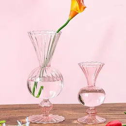 Vases 1PC Clear Glass Vase Transparent Decorative Flower Plant Bottle Pot DIY Ornaments For Bouquets Wedding Gift Housewarming