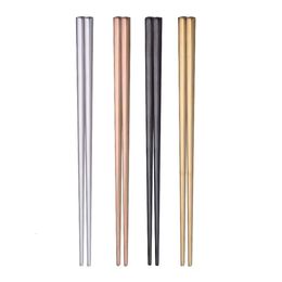 Dinnerware Chopsticks Stainless Black Steel Gold Sier Square Chopstick Bar Household Kitchen Cutlery