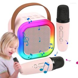 Microphones Wireless Mini Karaoke Machine Speaker With LED Lights 2 Singing Portable Audio