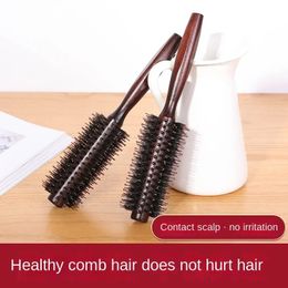 new 3 Sizes Anti Static Wood Boar Bristle Hair Round Brush Hairdresser Styling Tools Teasing Brush For Hair Curly Comb Hair Brush - for Hair