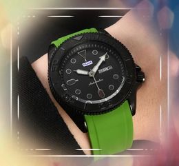 President Mens Classic Three Stiches Design Watches Japan Quartz Movement Clock Colourful Rubber Strap Day Date Time hour calendar Black Ceramic Case Wristwatches