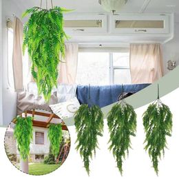 Decorative Flowers 90cm Persian Fern Leaves Vines Home Room Decor Hanging Wedding Grass Plastic Artificial Wall Party Plant Balcony