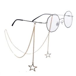 Eyeglasses chains New Fashion Women Eyeglass Chain Hollow Star Pearl Beaded Sunglasses Reading Glasses Lanyard Eyewear Holder Neck Strap Rope
