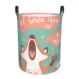 Laundry Bags Folding Basket Cute Confesses His Love Round Storage Bin Large Hamper Collapsible Clothes Toy Bucket Organiser