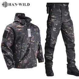 HAN WILD JacketsPants Soft Shell Clothes Tactical Suits Waterproof Jacket Men Flight Pilot Set Military Field Clothing 240507