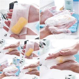 Bath Brushes Sponges Scrubbers 9X12Cm Exfoliating Mesh Soap Pouch Bubble Foam Net Scrubber Sack Saver Dstring Holder Bags Highest Qual Dhc8B