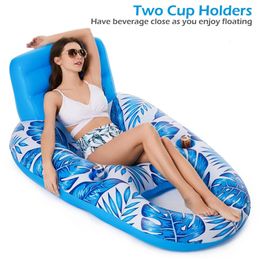 Foldable Inflatable Floating Row PVC Summer Air Mattresses Swimming Pool Water Sleeping Bed Lounger Chair Hammock 240506