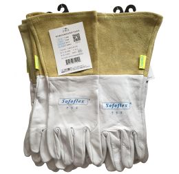 Gloves MIG Welder Soft Sensitive 34 CM (13") Goatskin Arc Cowhide Cuff CE Heat Proof Cow Leather TIG Welding Work Gloves