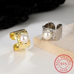 Cluster Rings 925 Sterling Silver Pearl Ring For Women Geometry Square Irregular Wide Anel Wedding Christmas Gift Fine Jewellery DA2733