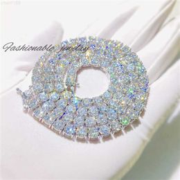 Moissanit Diamond Tenniskette D Farbhip Hop Single Row Mossinat Tenniskette 5mm S925 Herrenkette