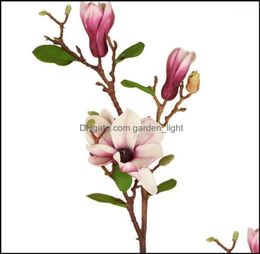 Festive Party Supplies Garden Decorative Flowers Wreaths Rinlong Artificial Magnolia Silk Long Stem Fall Decor Flower For Tall V6185173