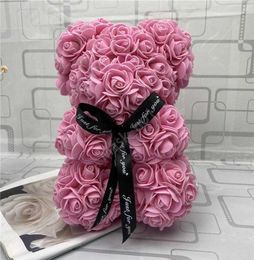 Rose Teddy Bear NEW Valentines Day Gift 25cm Flower Bear Artificial Decoration Christmas Gift for Women Valentines Gift SEA Shippi7056385