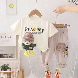 Clothing Sets Kids Summer Boys 2024 Korean Fashion Cartoon Baby O-neck Short Sleeve T-shirts Tops And Shorts Boutique