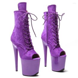 Dance Shoes 20CM/8inches Suede Upper Modern Sexy Nightclub Pole High Heel Platform Women's Ankle Boots 375
