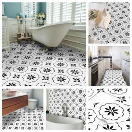 Stickers 30cm White pattern Tiles Floor Sticker Peel&Stick PVC Kitchen Bathroom Ground Decor Waterproof Decal Thicken Matte Wall Sticker