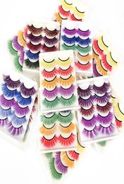 5 Pairs 3D Color eyelashes White Mink Lashes Whole Natural Long Thick Fluffy Colorful False Eyelashes Lash Extension Supplies 2953749