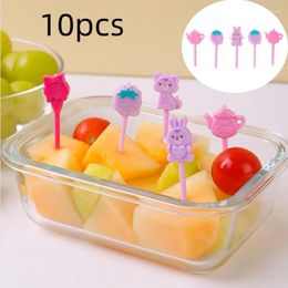 Forks 10pcs Merry Christmas Bear Strawberry Fruit Fork Grade Plastic Mini Kid Cake Toothpick Bento Lunch Party Decoration