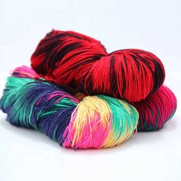 Cushion/Decorative Rainbow Segment Dyed Yarn 4 Strand Wool DIY Handmade knitted Baby Sweater Hat Scarf Sofa Cushion Anti-Pilling Fibre Dyed Yarn
