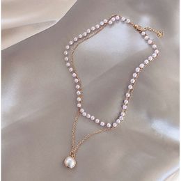 Versatile bracelet, fashionable and minimalist chain, beaded multi-layer necklace, pearl pendant necklace