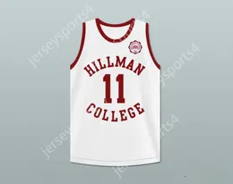 CUSTOM NAY Mens Youth/Kids WALTER OAKES 11 HILLMAN COLLEGE WHITE BASKETBALL JERSEY WITH EAGLE PATCH TOP Stitched S-6XL