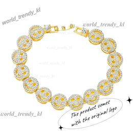 Mens Hip Hop Face Smile Designer Charm Bracelets 18K Gold Silver Full Diamond Crystal Night Club Luxury Bangle Bracelet Jewellery Happy Face Bracelet 568