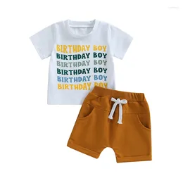 Clothing Sets Born Baby Boy Clothes 3pcs 1st Birthday Outfits Letter Print Bowtie Romper Shorts Summer First Outfit