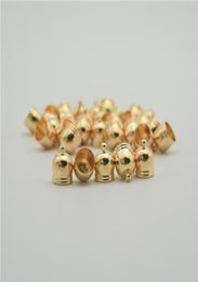 50pcs Gold Tassels Cap Findings Beads End Caps Leather Cord Necklace Wire Rore Faux Suede Clasps Bell Shape Connector8996339