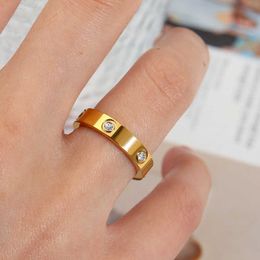 Diamond Simple Charm Ring Trendy screw studded diamond fashionable ring with cart original rings