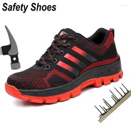 Boots Safety Shoes Smash Men Stab Resistant Breathable Working Protect Lightweight Slip Work Sneakers Steel Toe Male