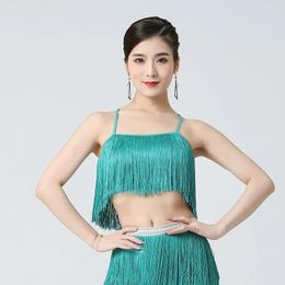 Stage Wear Latin Dance Tassel Top Suspender Wrap Chest Dress Practise Holiday Performance