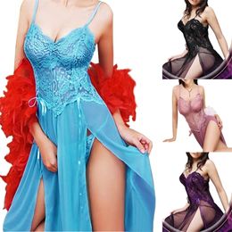 Delivery Within One Day Purple Blue Violet Black Plus Size S-6XL Sexy Lingerie Nightgown Gown Long Babydoll Sleepwear Y200425 230r