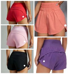 LL-24 Speed Up High-Rise Lined Short Waist Sports Shorts Women's Set Quick Drying Loose Running Clothes Back Zipper Pocket Fitness Yoga