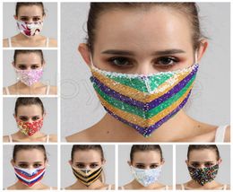 Bling Bling Sequins Face Mask Dustproof Fashion Mouth Masks Designer Washable Reusable Women Face Mask High Quality Masks 8styles 9283133