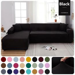 Linens Plain Elastic Sofa Covers for Living Room Solid Color Spandex Sectional Corner Sofa Slipcovers Couch Cover