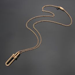 Designer double ring bamboo necklace luxury brand horseshoe buckle pendant earrings female geometric earrings Valentine's Day gift 200A