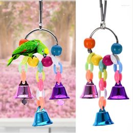Other Bird Supplies Parrot Toys Hanging Toy With Colourful Beads Bell Chain Pet Chew Bite Cage Accessories
