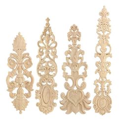 Exquisite Wood Carved Flower Onlay Decal Wooden Corner Applique for Home Furniture Decor Wall Door Decorative Wood Carving Crafts 3318670