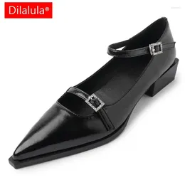 Casual Shoes Dilalula 2024 Arrival Low Heels Pointed Toe Women Pumps Vintage Genuine Leather Mary Janes Woman Office Ladies