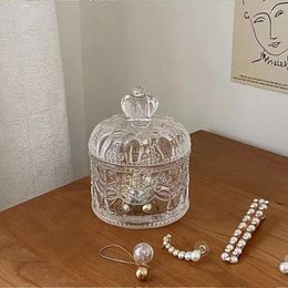 Storage Bottles Box Jewellery Decor Style Jar Ins Luxury Exquisite Crystal Ornament Organiser Light Glass Clear