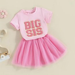 Clothing Sets Big Sister Outfits For Toddlers Girls Kids T-Shirt Tulle Tutu Skirt Dress Matching Clothes Set