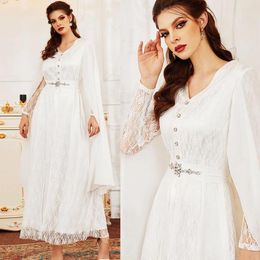 Ethnic Clothing Luxury Kaftan Abaya Dubai White Turkey Muslim Diamond Party Dress Female Caftan Saudi Turkish Islamic Robe African Clothes