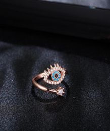 2021 Lucky Turkish Blue Evil Eye Ring Open Adjustable Finger Wedding Rings For Women Trendy Jewelry whole5385907